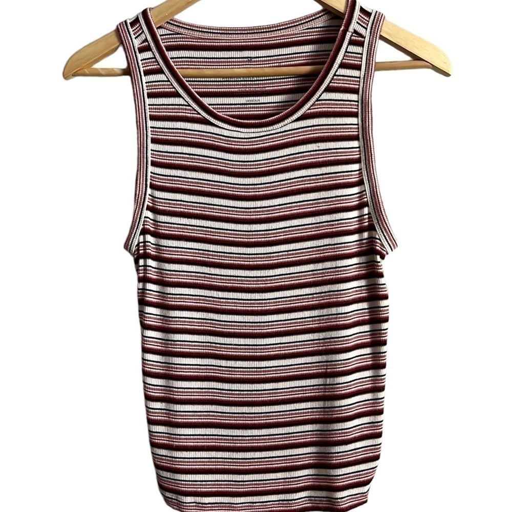 AMERICAN Eagle red cream and black striped tank top